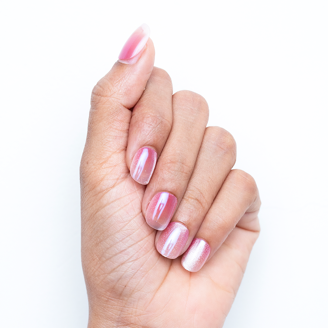 Tangerine Crystal, Ombré with Nail Glue + Nail Glue Sticker | Medium, Squoval Press-On Nails