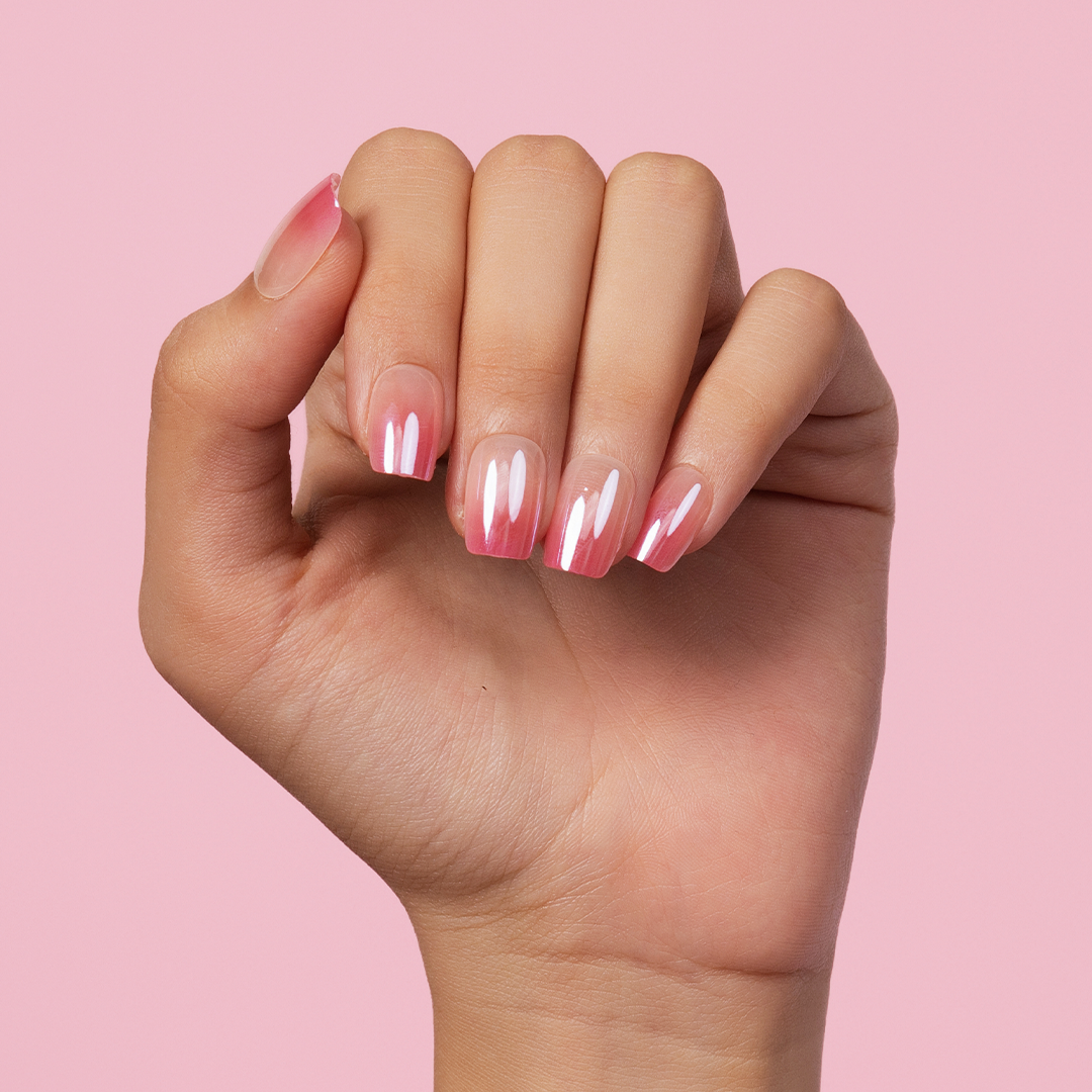 Citrus Pop, Ombré with Nail Glue + Nail Glue Sticker | Medium, Square Press-On Nails