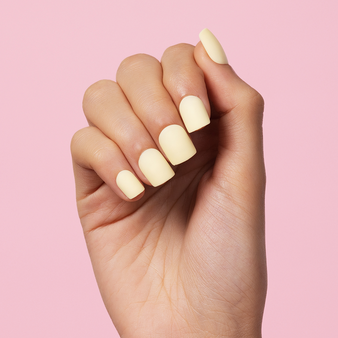 Yummy Yellow, Matte with Nail Glue + Nail Glue Sticker | Short, Square Press-On Nails