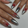 Oxidised Silver Stars - Long Almond - Press on Nails
