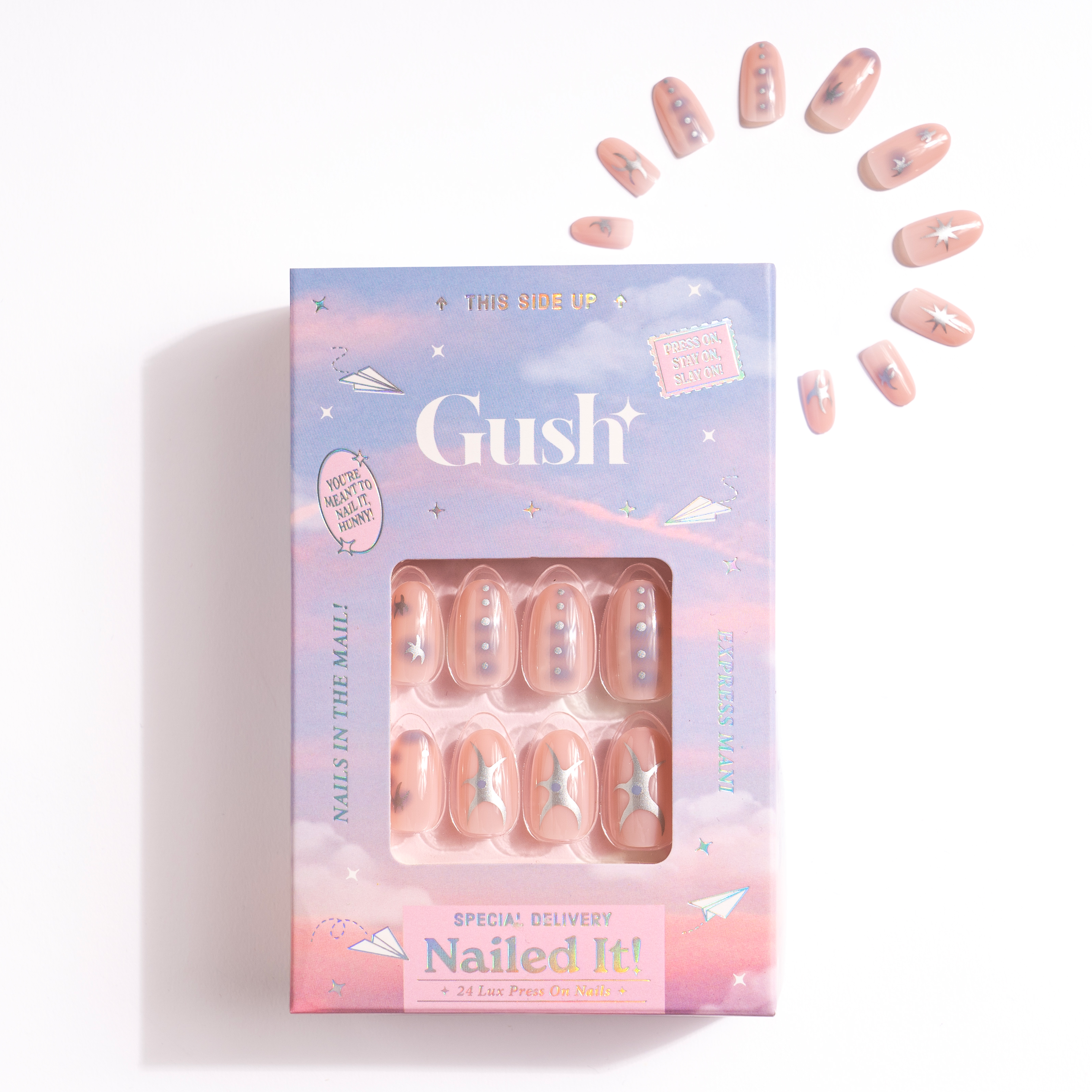 3D Silver Ovals - Long Round - Press on Nails