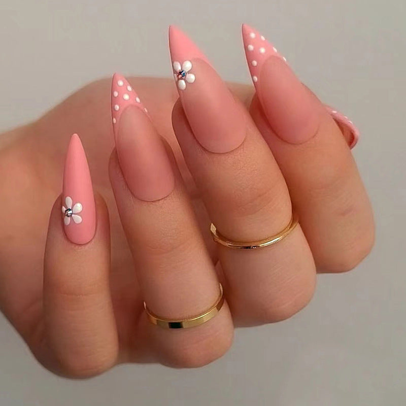 Polka Pink - Long Stiletto - Press on Nails