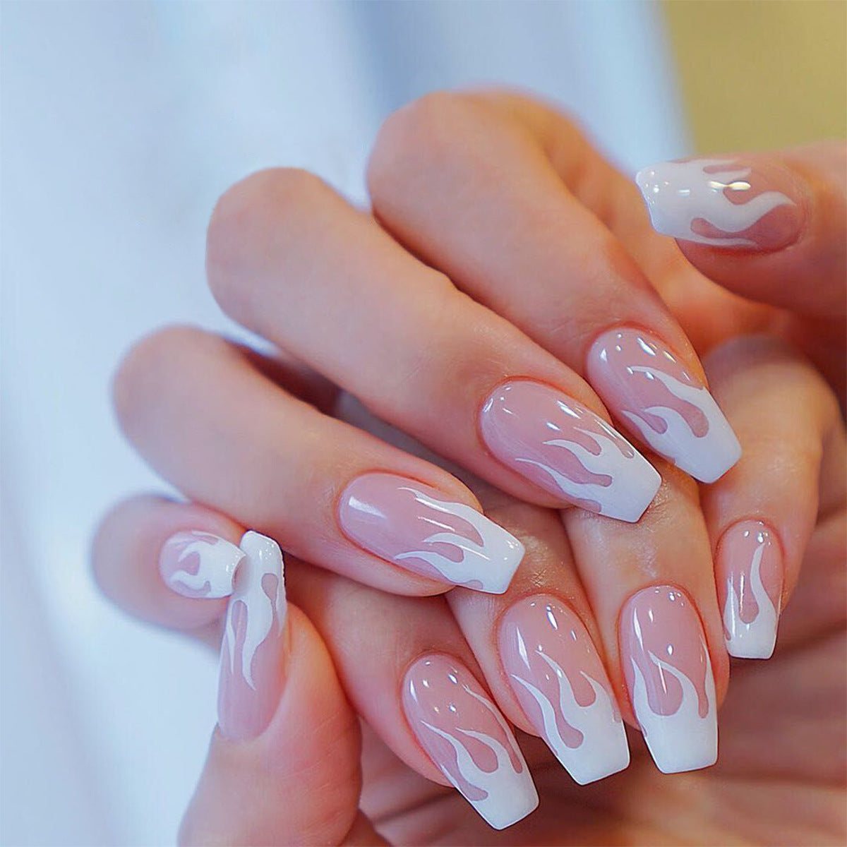 Fiery French - Medium Square - Press on Nails