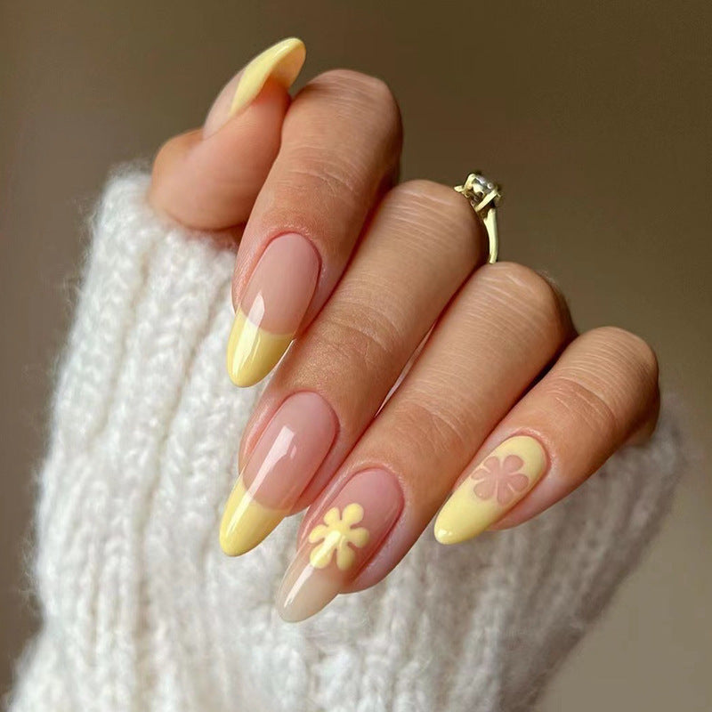 Summer Flowers, Abstract with Nail Glue + Nail Glue Sticker | Long, Almond Press-On Nails