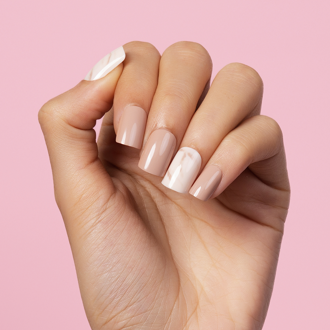 Pirouette, Abstract with Nail Glue + Nail Glue Sticker | Medium, Square Press-On Nails