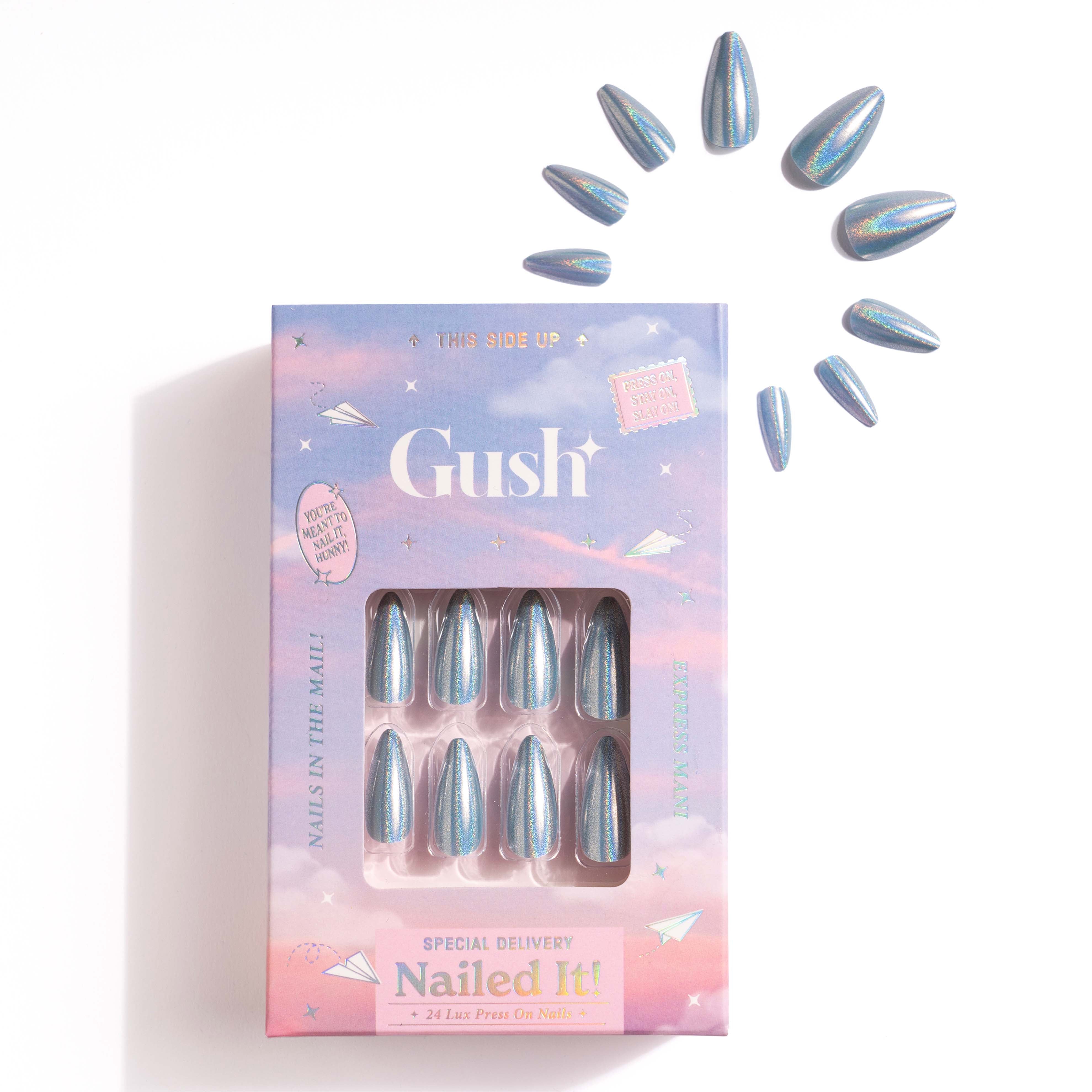 Baby Blue Chrome - Medium Almond - Press on Nails