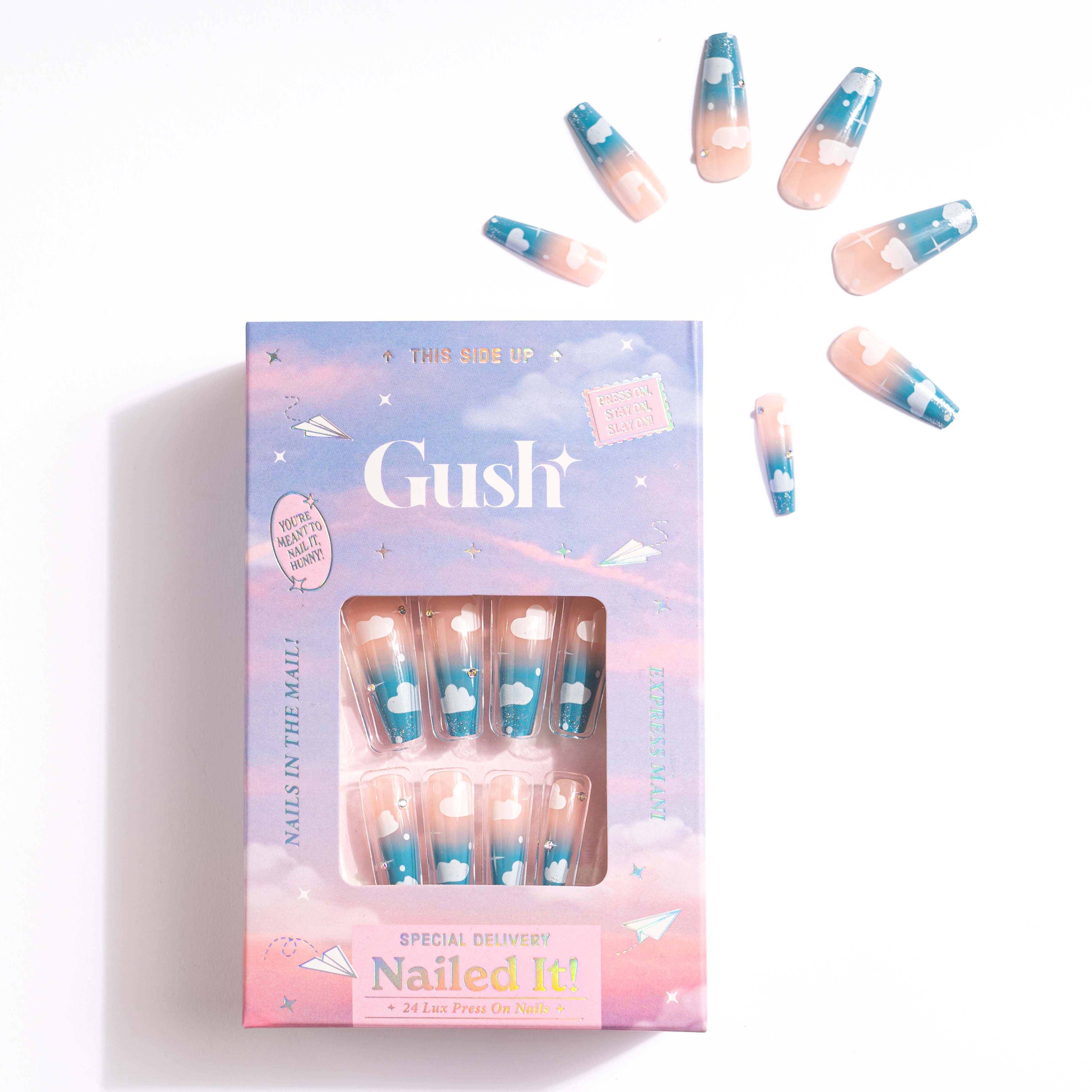 Blue Skies - Long Stiletto - Press on Nails