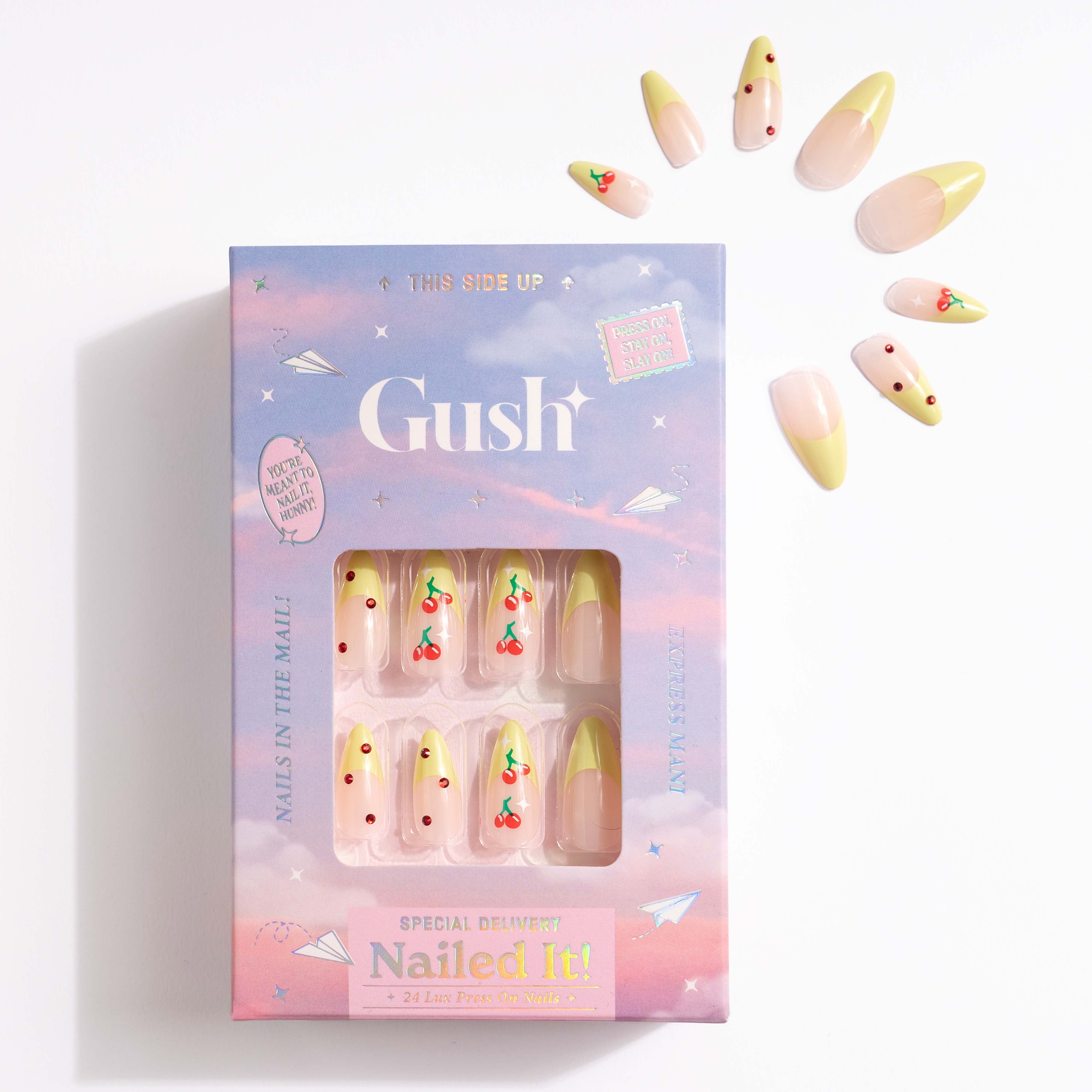 French Lime Cherries - Long Almond - Press on Nails