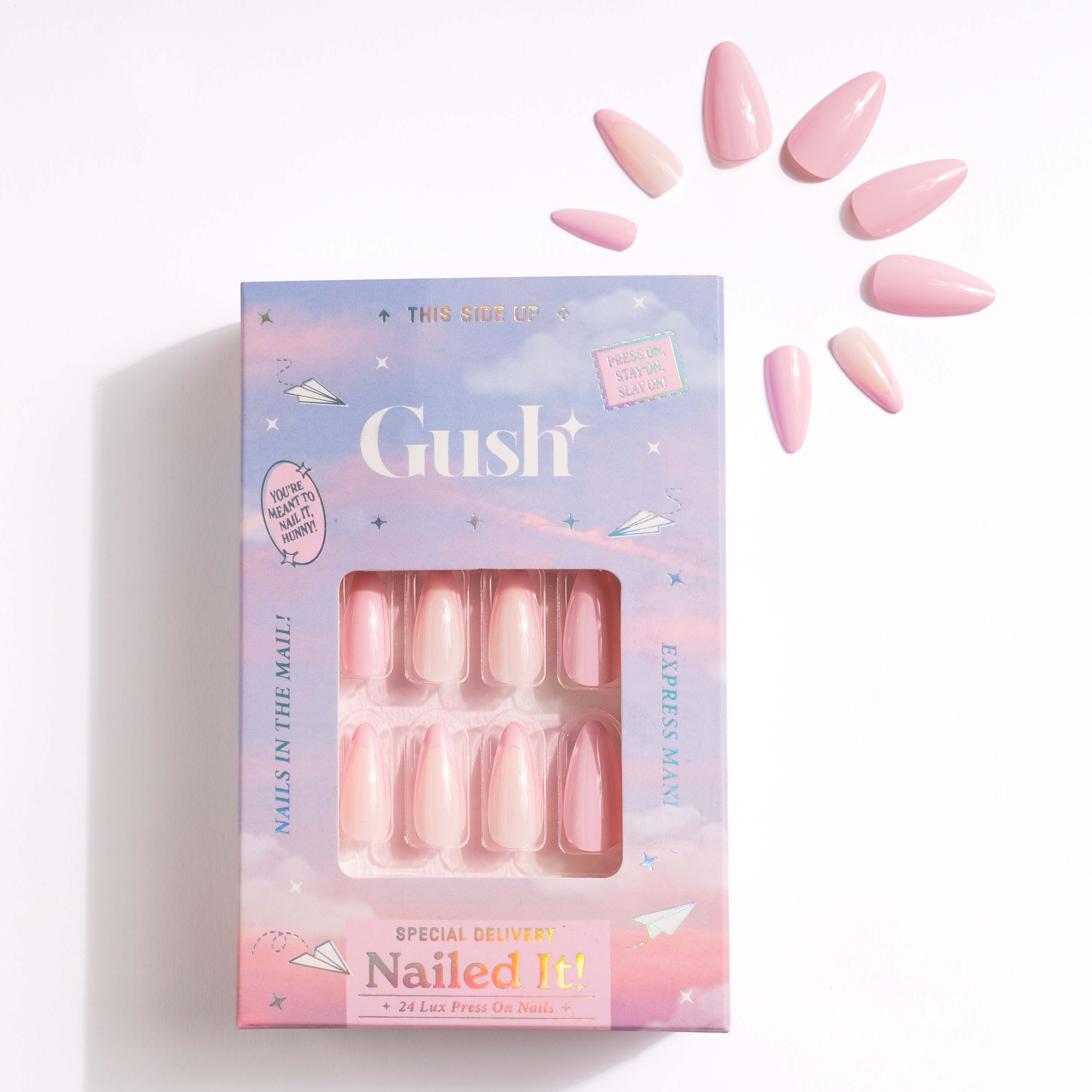 French Pink Tips - Long Almond - Press on Nails