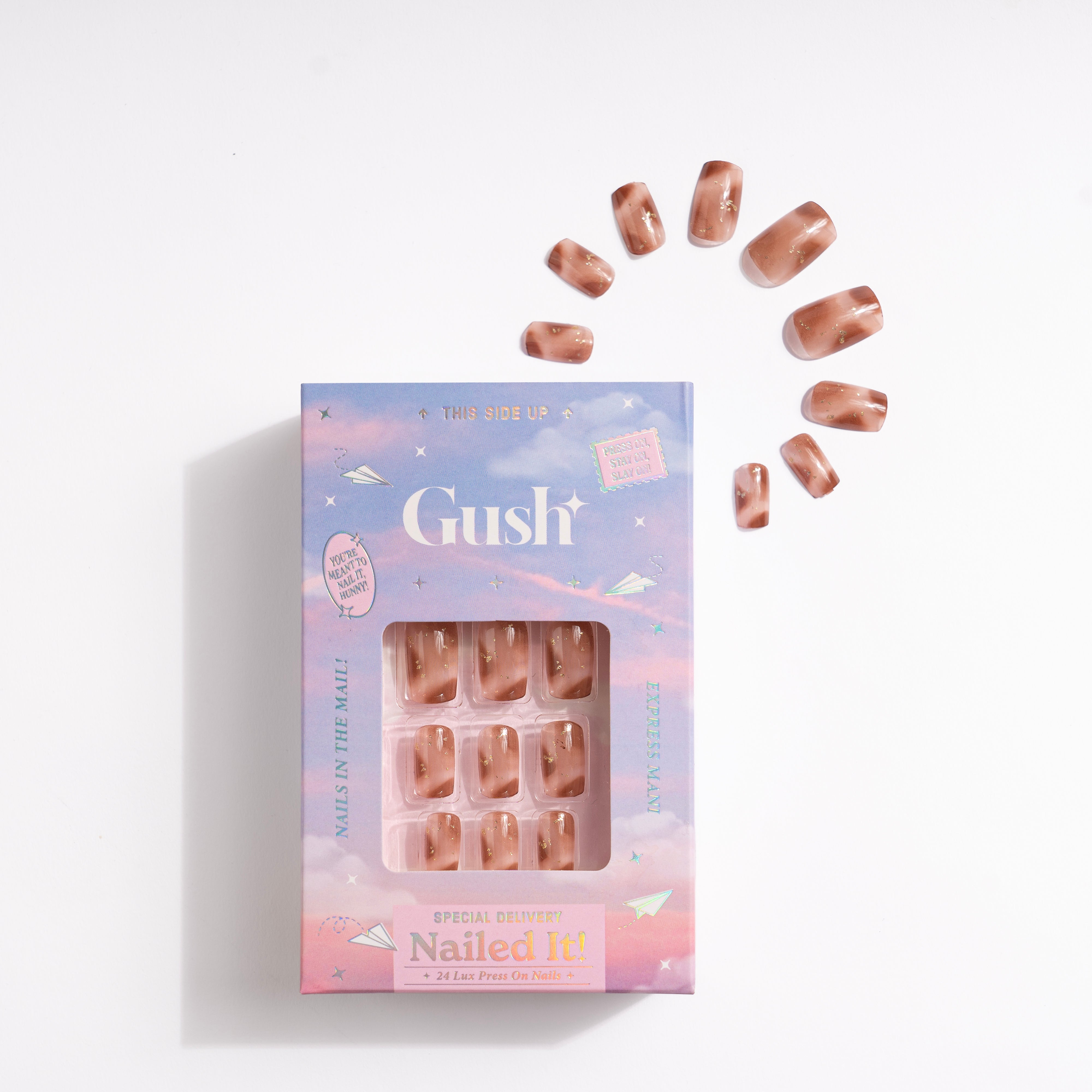 Brown Cat Eye - Short Square - Press on Nails