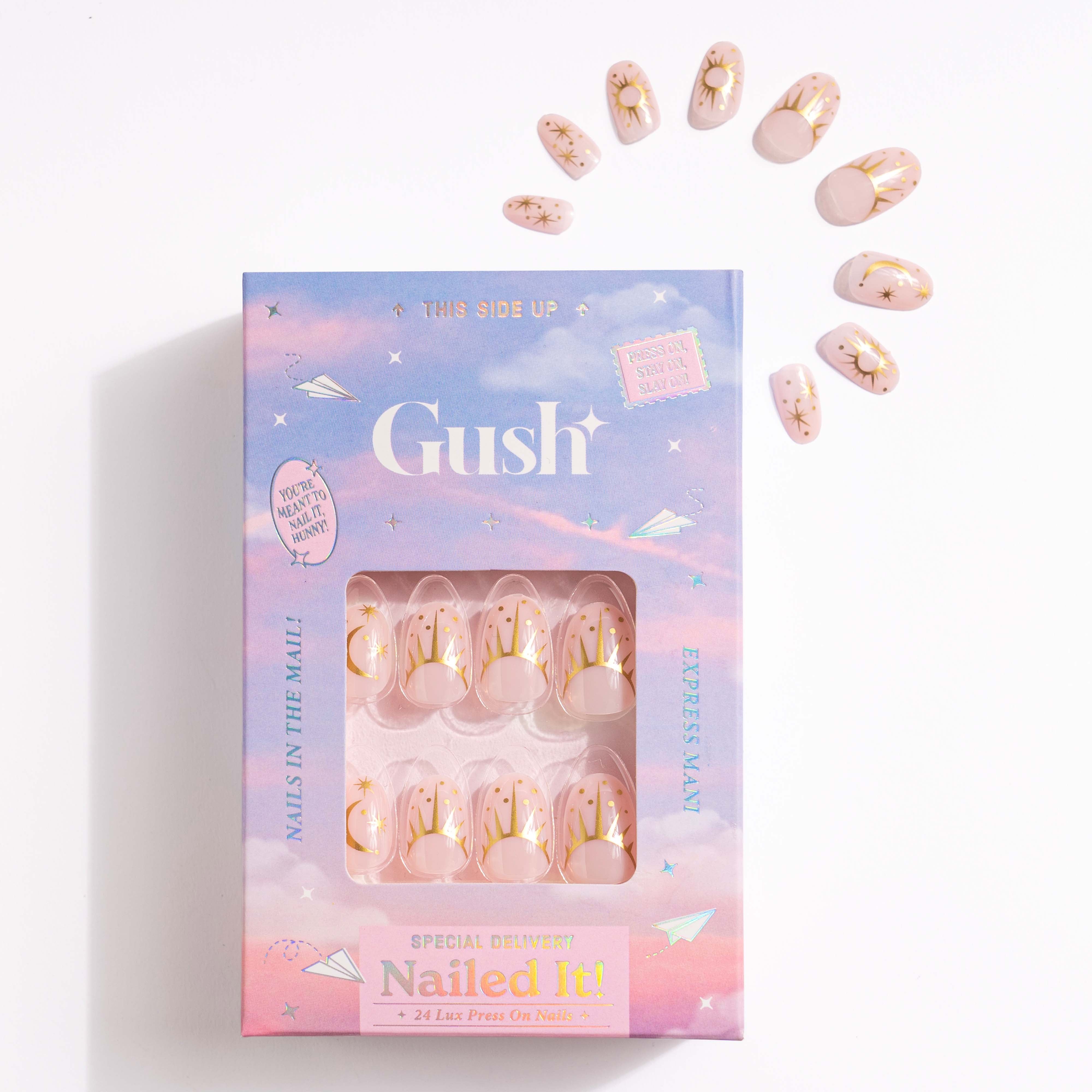 Celestial Gold | Medium Round, Press-On Nails