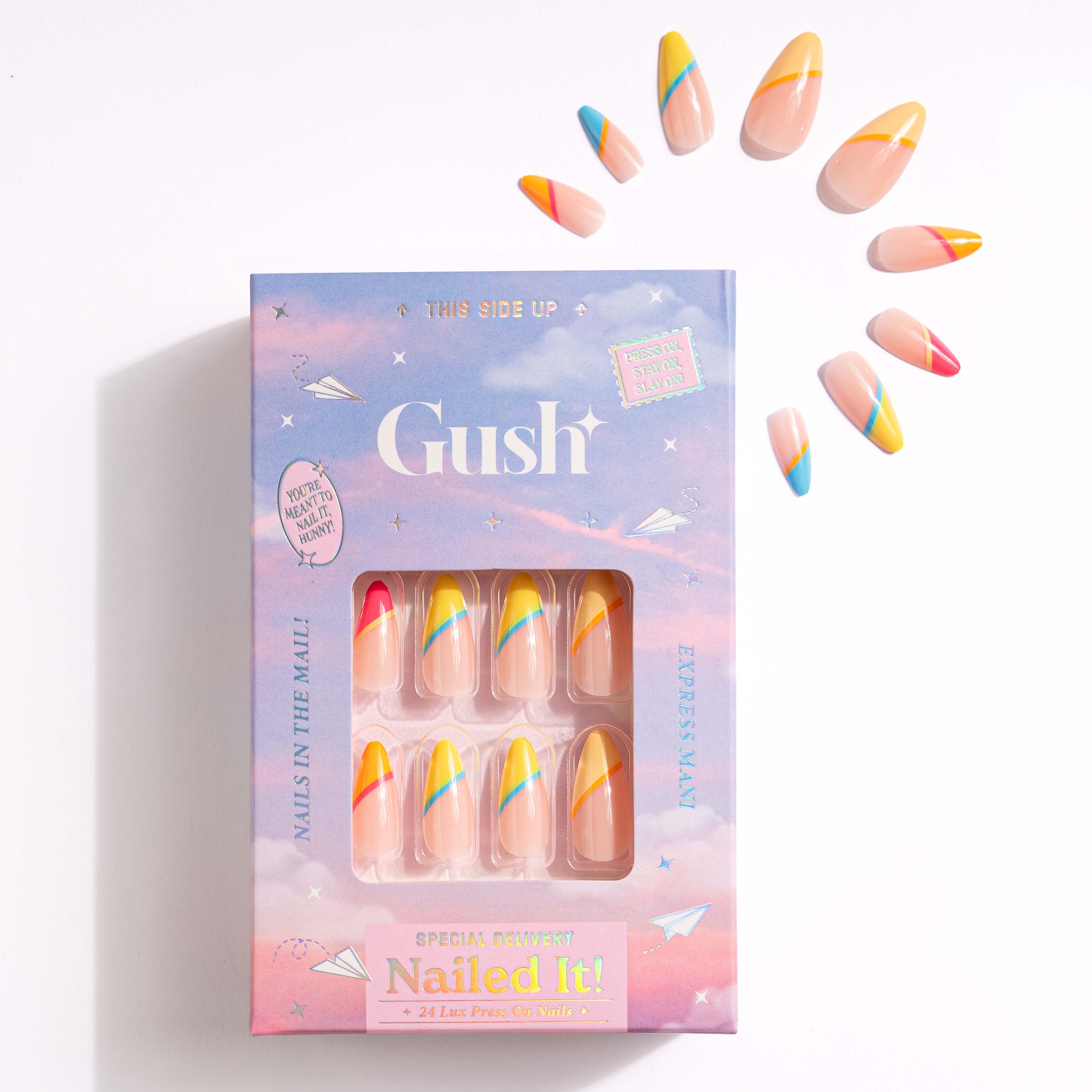 Candy Land, Abstract with Nail Glue + Nail Glue Sticker | Long, Almond Press-On Nails