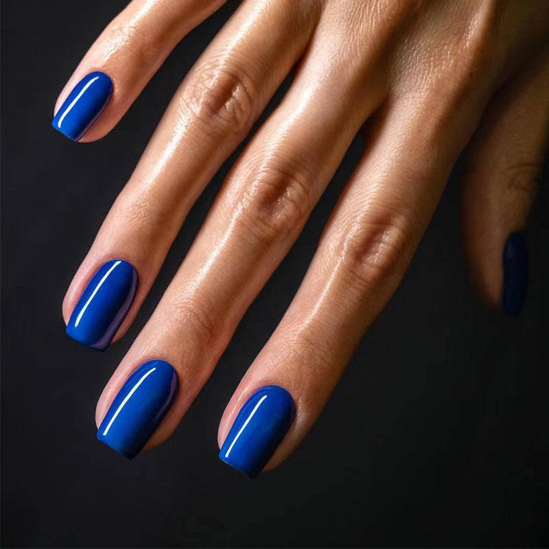 Royal Blue with Nail Glue + Nail Glue Sticker | Medium, Square Press-On Nails
