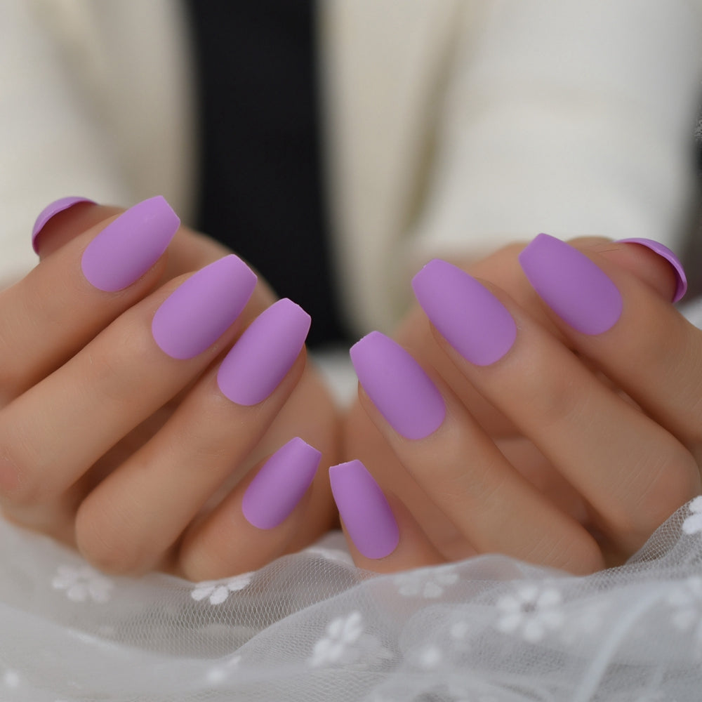 Lilac - Medium Coffin - Press on Nails
