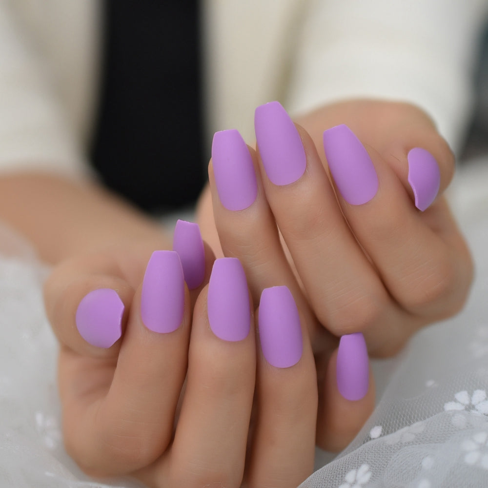 Lilac - Medium Coffin - Press on Nails