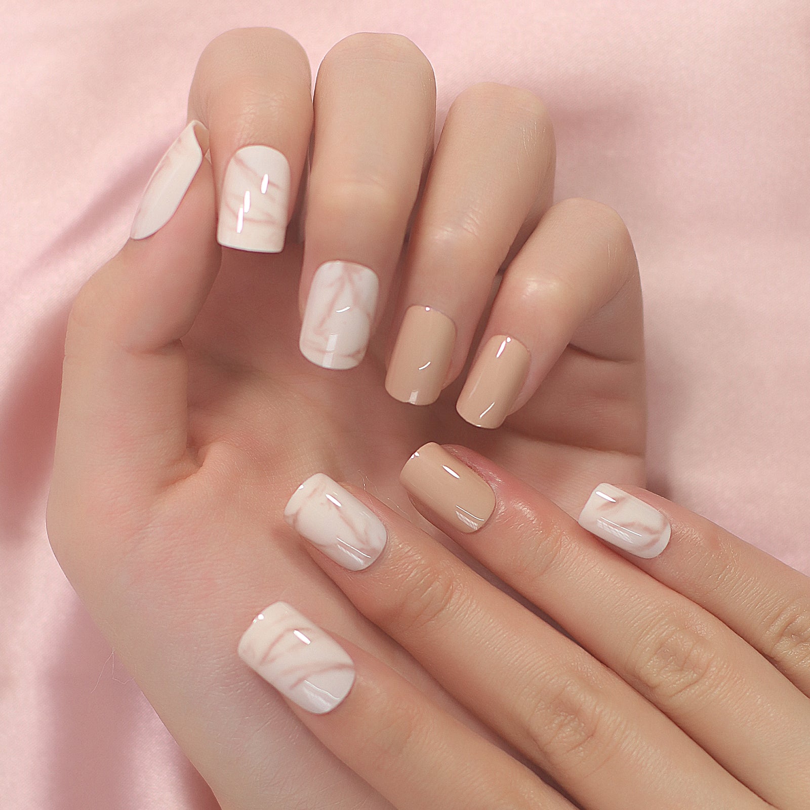 Pirouette, Abstract with Nail Glue + Nail Glue Sticker | Medium, Square Press-On Nails