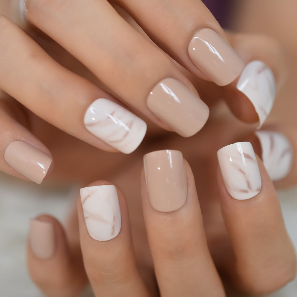 Pirouette, Abstract with Nail Glue + Nail Glue Sticker | Medium, Square Press-On Nails