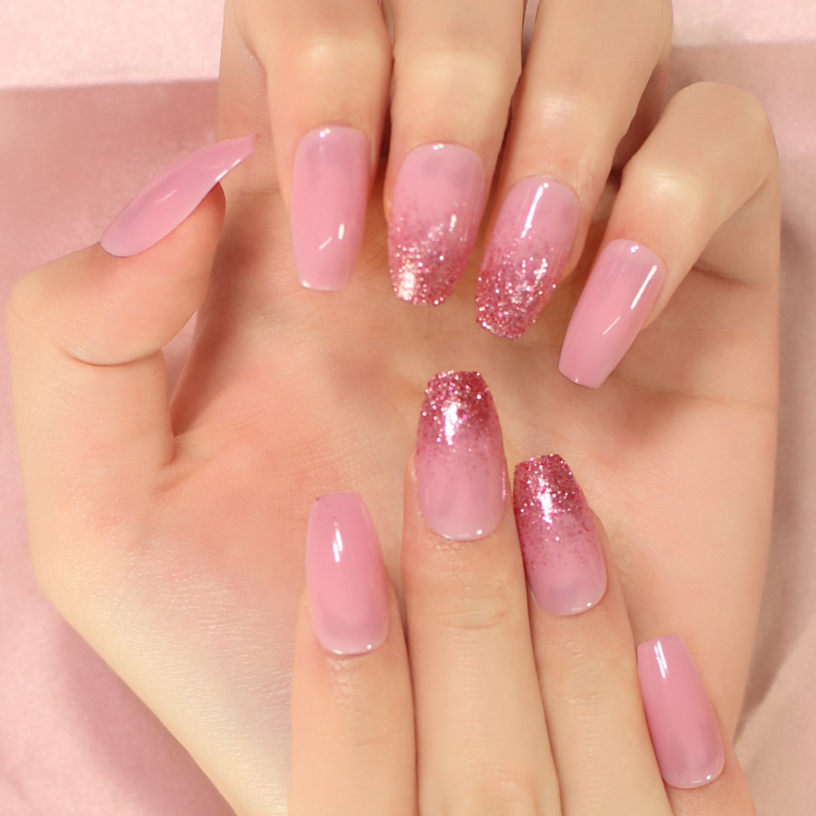 Weekend, Glossy with Nail Glue + Nail Glue Sticker | Long, Coffin Press-On Nails