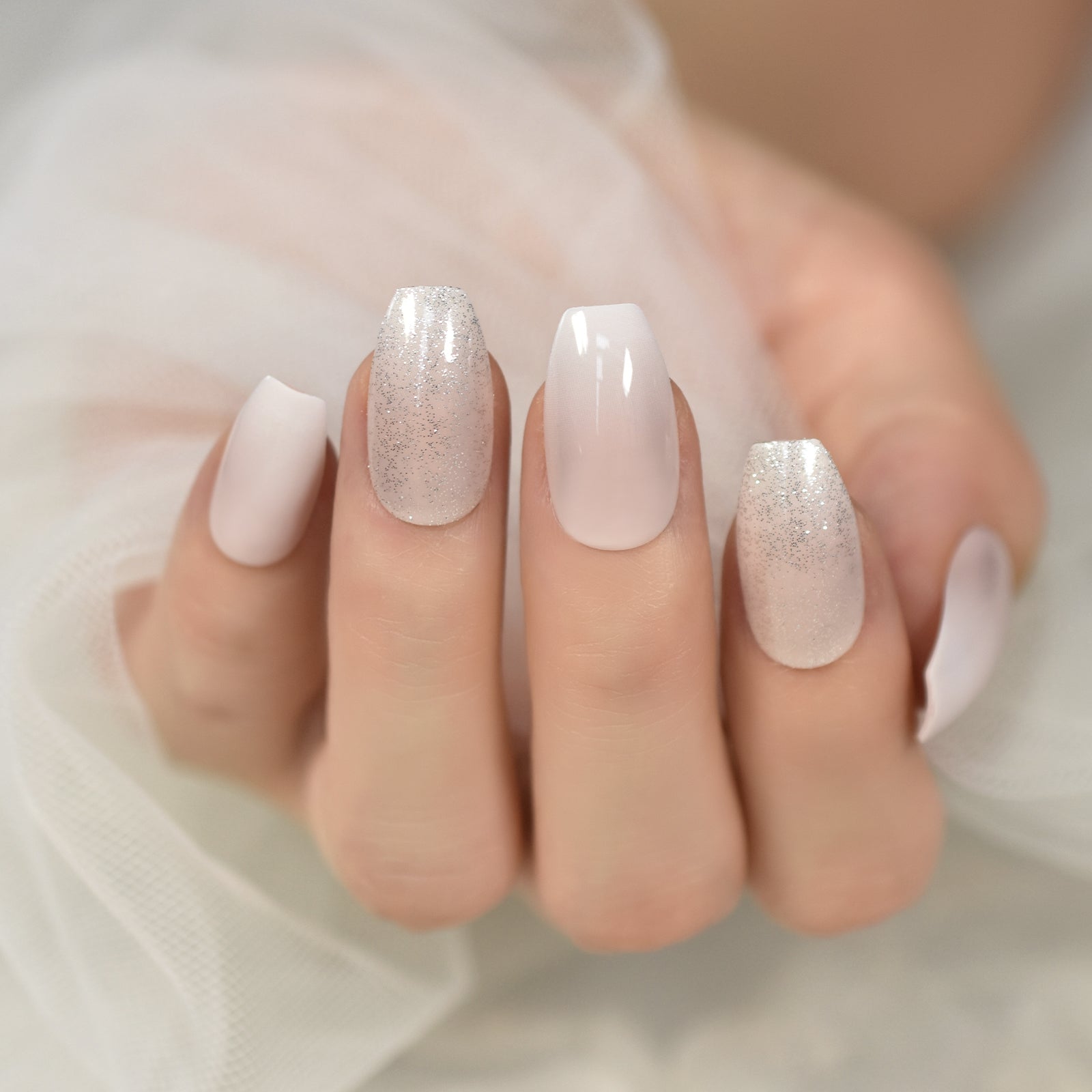 Heavenly - Medium Coffin - Press On Nails