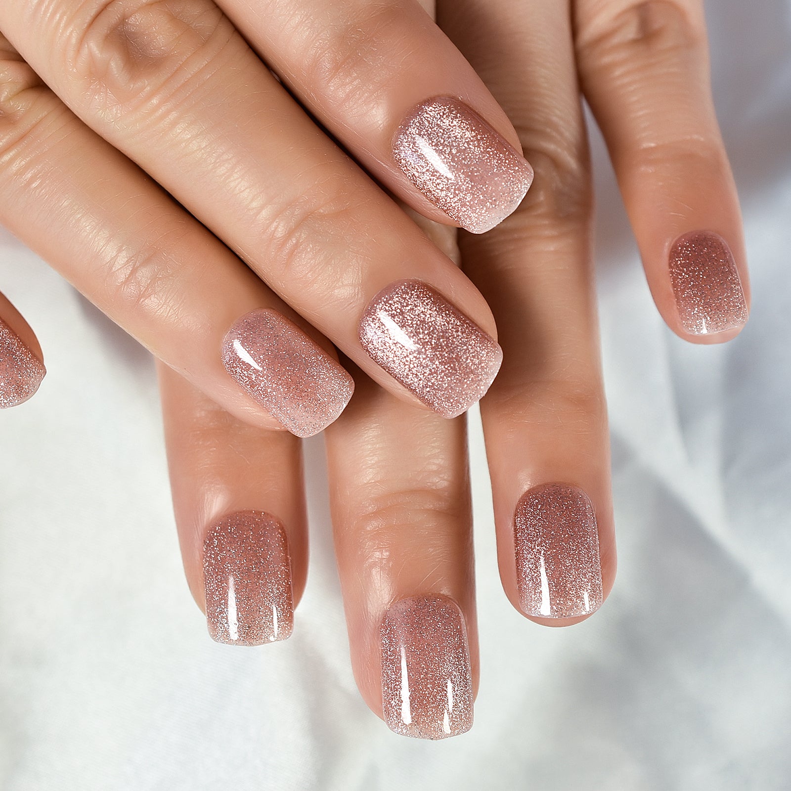 Siren, Glitter with Nail Glue + Nail Glue Sticker | Short, Squoval Press-On Nails