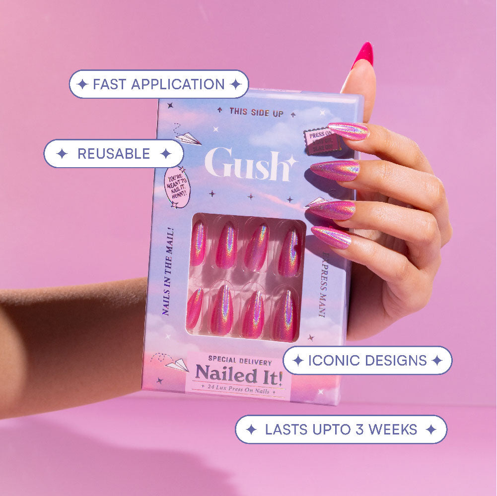 Abstract Blue Swirls - Long Almond - Press on Nails