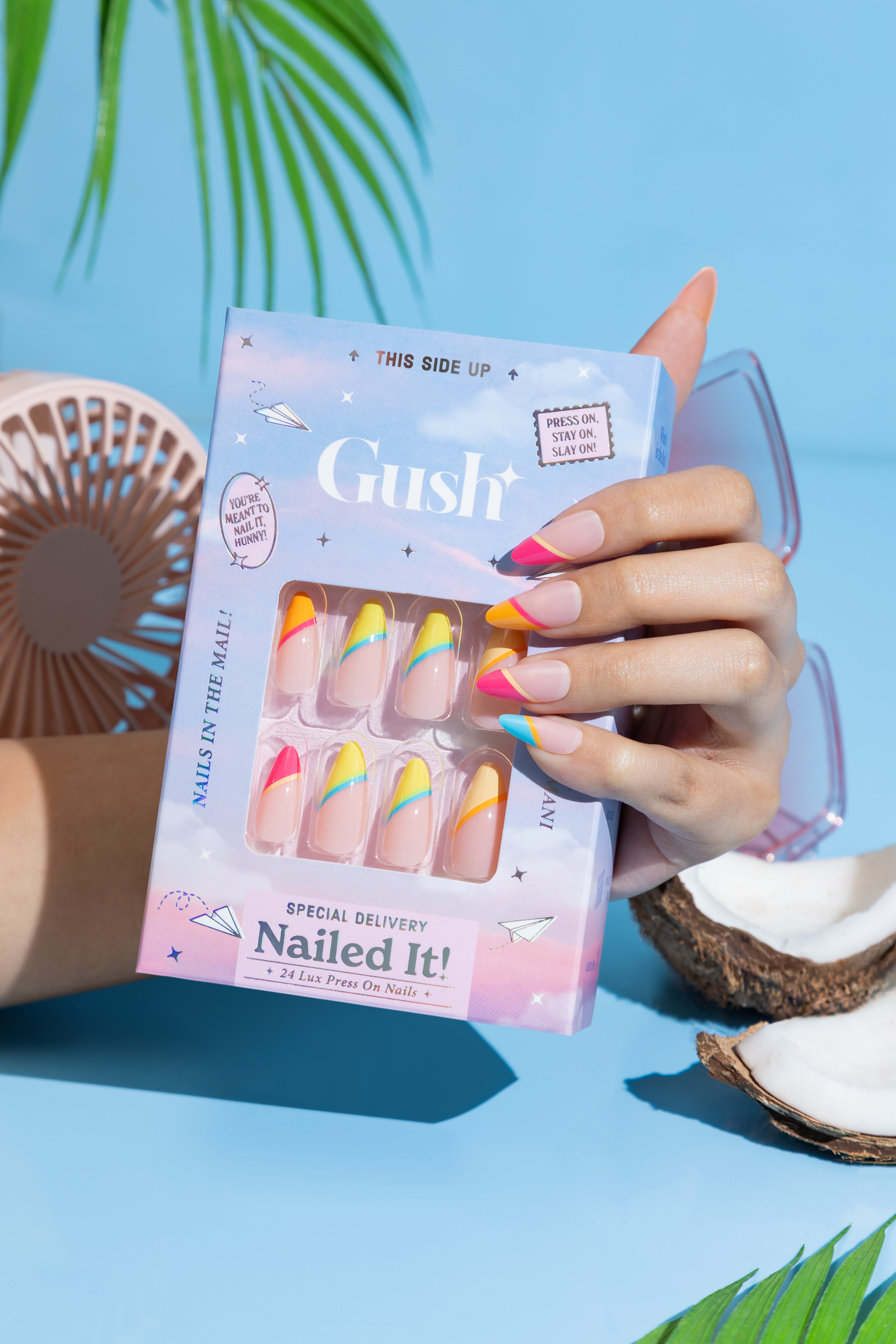 Candy Land, Abstract with Nail Glue + Nail Glue Sticker | Long, Almond Press-On Nails