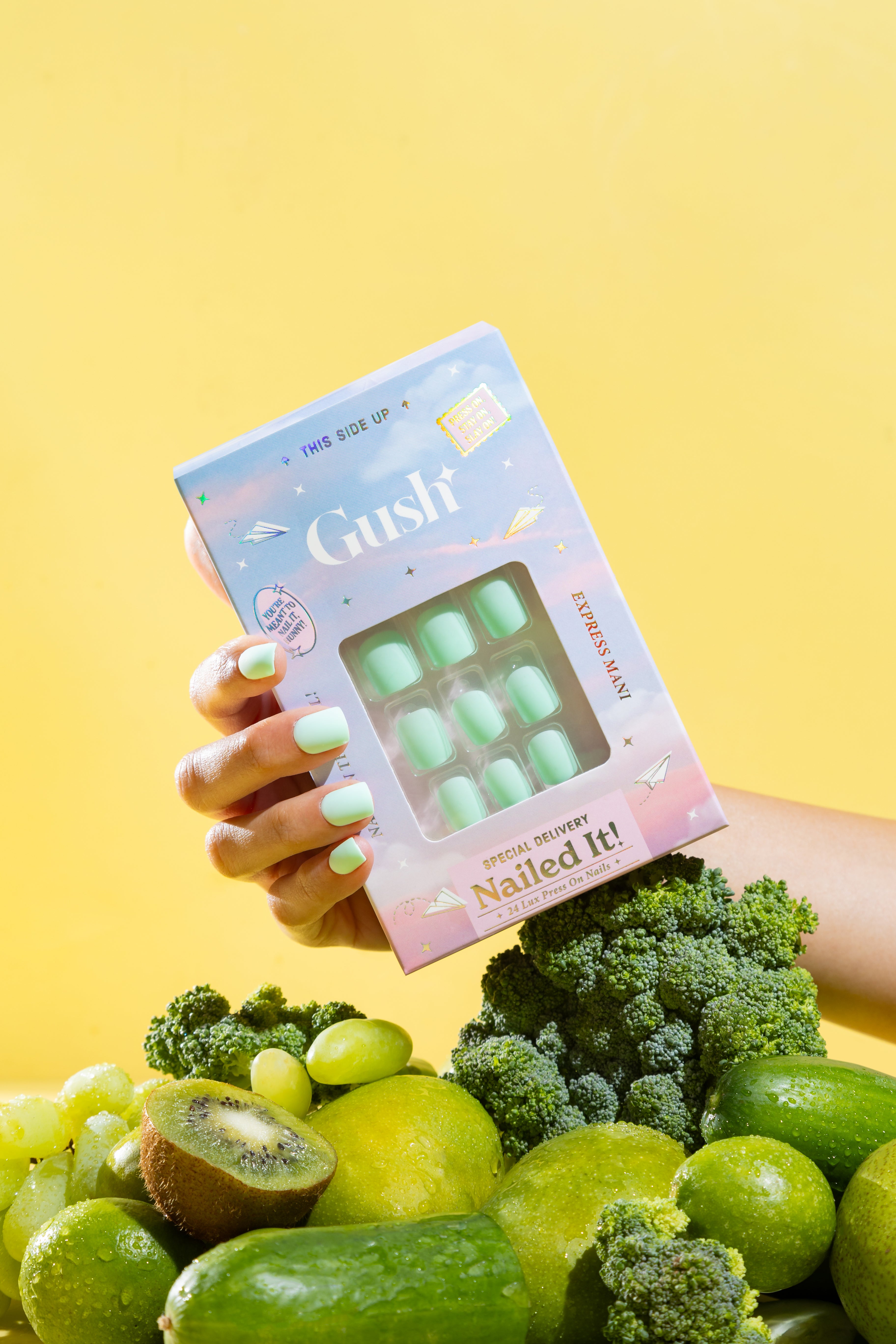 Mint Green, Matte with Nail Glue + Nail Glue Sticker | Short, Square Press-On Nails