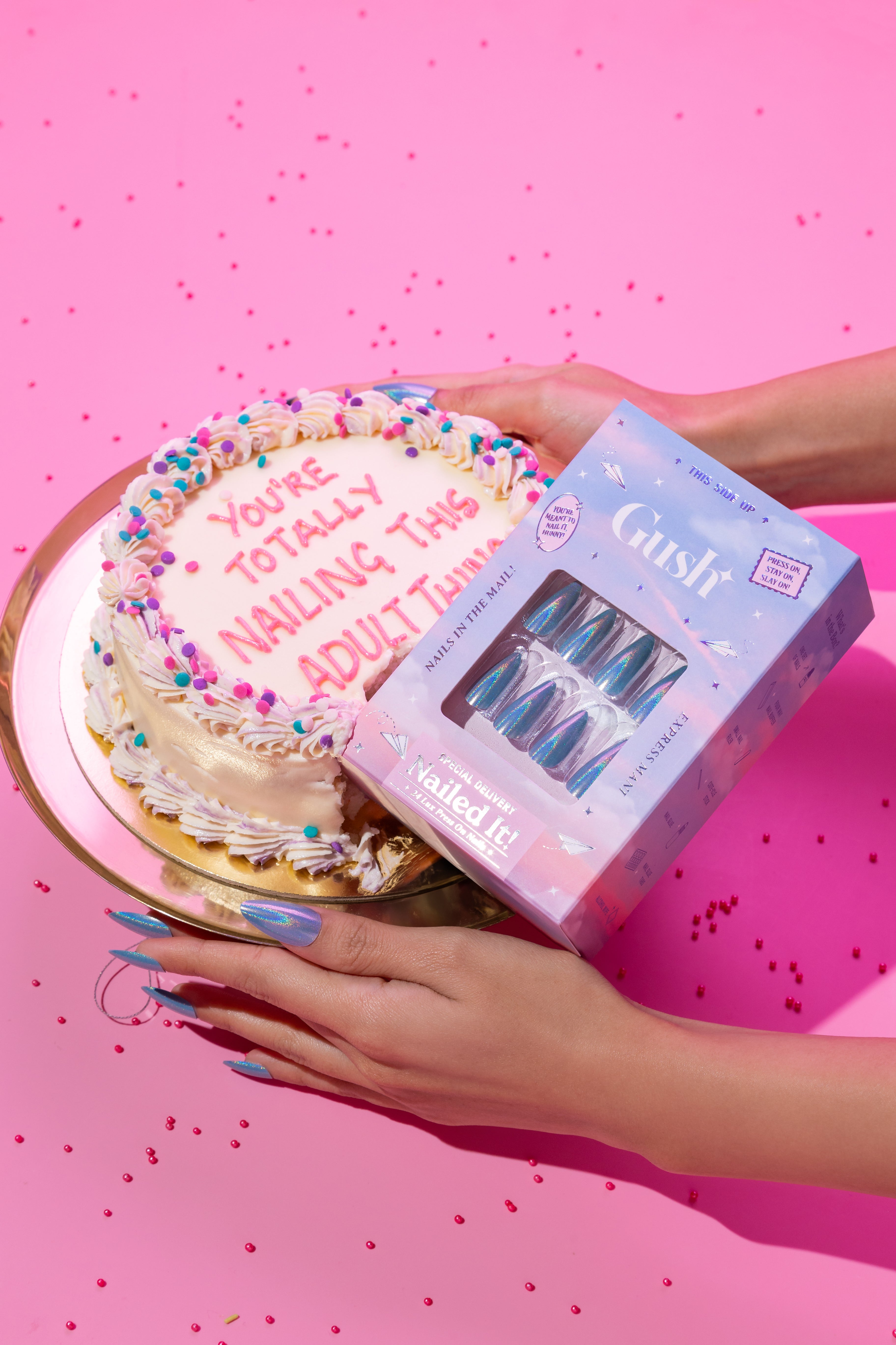 Baby Blue Chrome - Medium Almond - Press on Nails