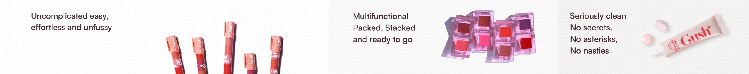 Animated Gush Beauty gif banner with subtle shimmer