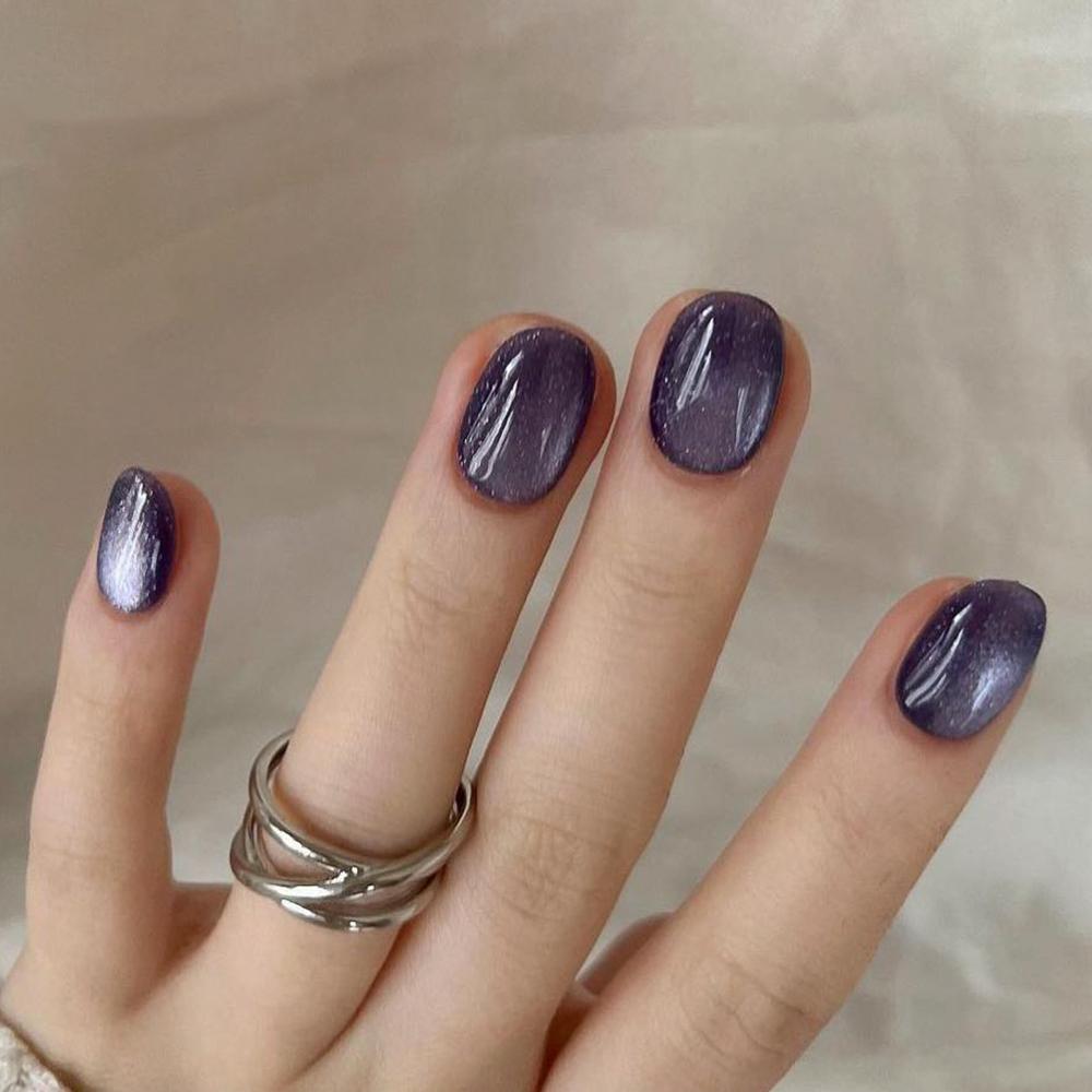 Midnight Rave | Short, Round Press-On Nails
