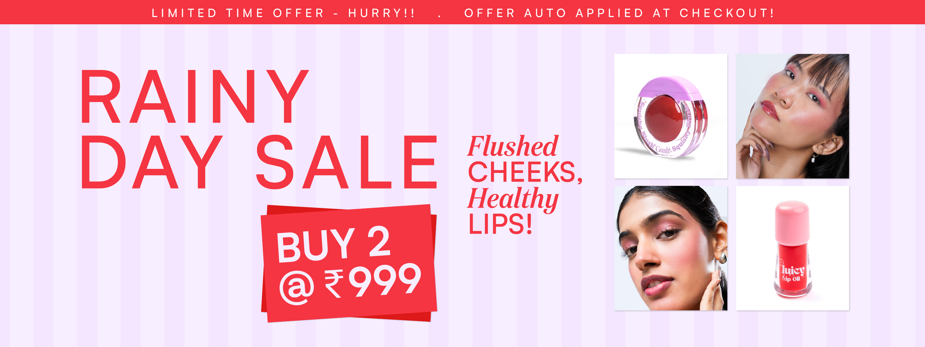 Whip Lush lip and cheek tint banner in pastel tones