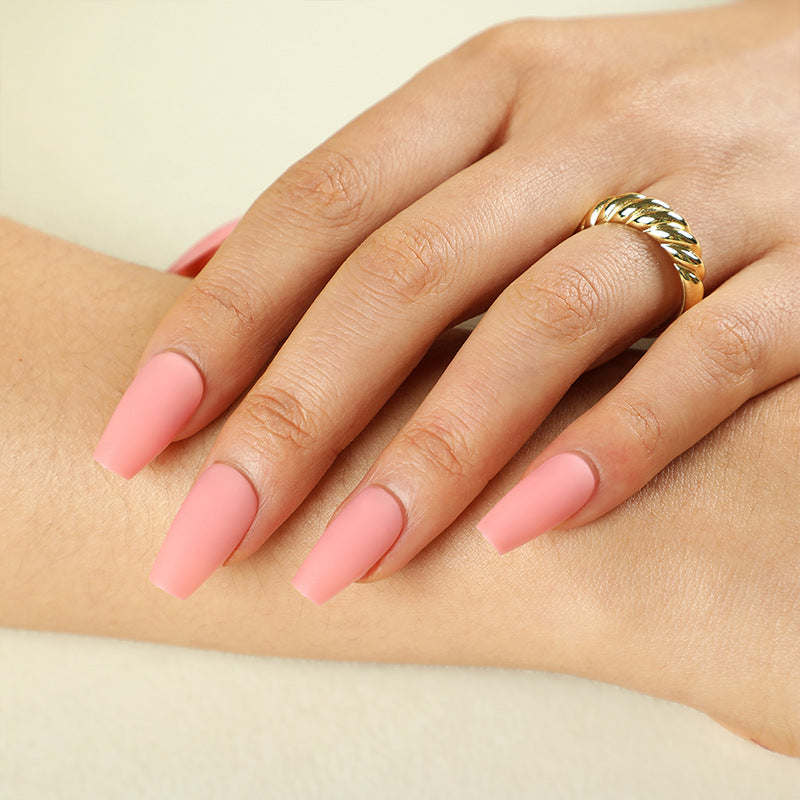 Pretty Pink, Matte with Nail Glue + Nail Glue Sticker | Long, Coffin Press-On Nails