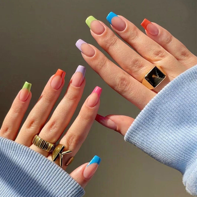 Rainbow - Medium Square - Press On Nails