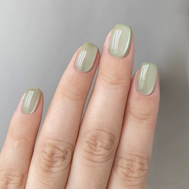 Pistachio Glaze | Medium Square, Press On Nails
