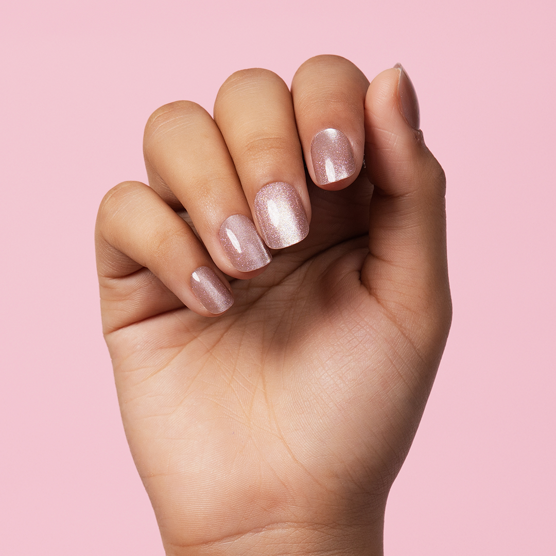 Ballerina Baby, Glitter with Nail Glue + Nail Glue Sticker | Short, Squoval Press on Nails