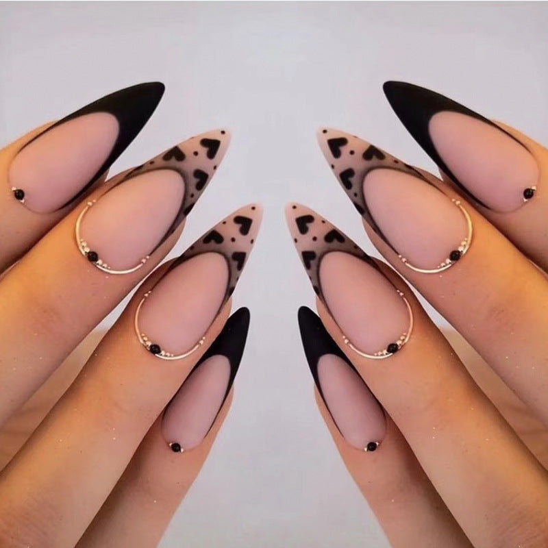 Abstract Black Stiletto - Long Stiletto Press On Nails Stick On Nails Fake Nails Artificial Nails India | Gush Beauty