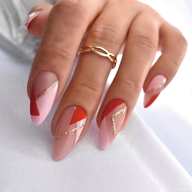Abstract Pinks - Medium Almond Press On Nails Stick On Nails Fake Nails Artificial Nails India | Gush Beauty