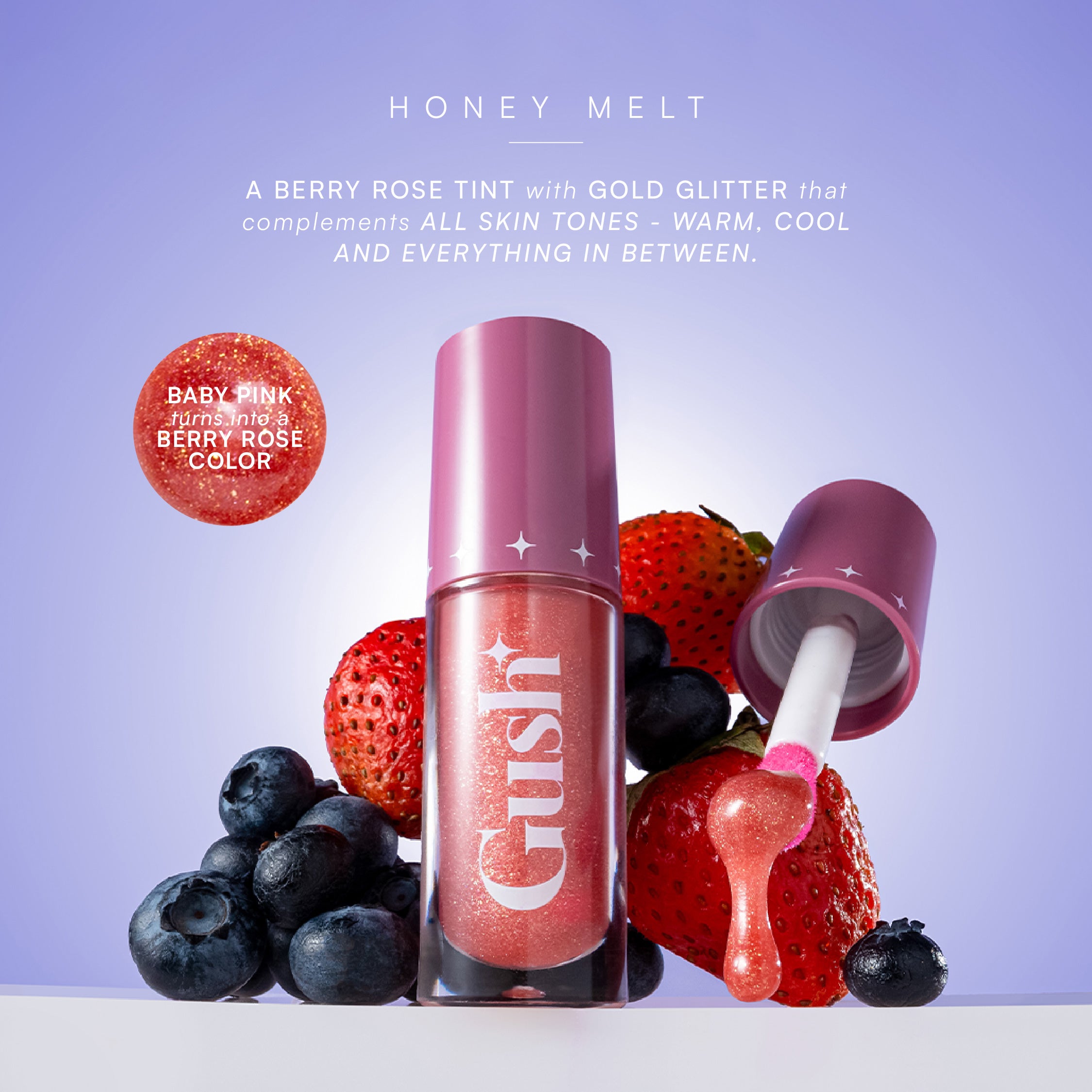 #color_honey melt- baby pink transforms to a berry with rose gold glitter